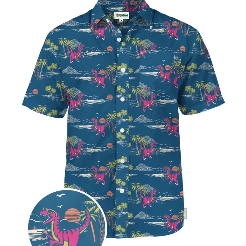 Dinosaur Print Blue Shirt